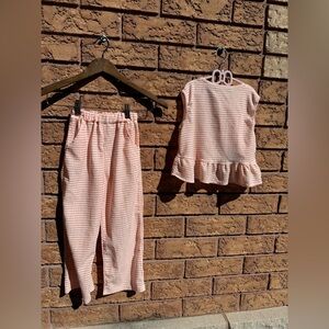 ▪️ Peach & White Striped Blouse 2 Piece‎ Outfir